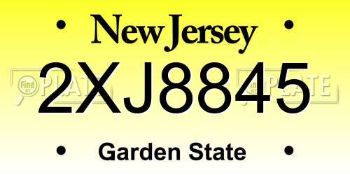 2XJ8845 New Jersey License Plate