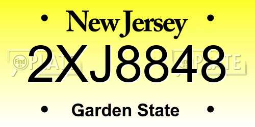 2XJ8848 New Jersey License Plate