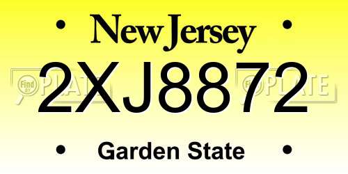 2XJ8872 New Jersey License Plate