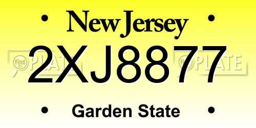 2XJ8877 New Jersey License Plate