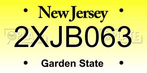 2XJB063 New Jersey License Plate