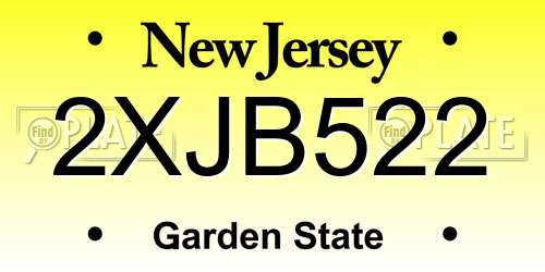 2XJB522 New Jersey License Plate