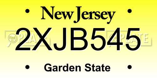 2XJB545 New Jersey License Plate