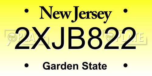 2XJB822 New Jersey License Plate