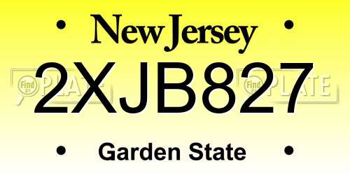 2XJB827 New Jersey License Plate