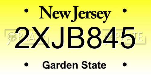 2XJB845 New Jersey License Plate