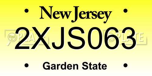 2XJS063 New Jersey License Plate