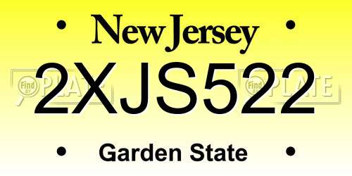 2XJS522 New Jersey License Plate