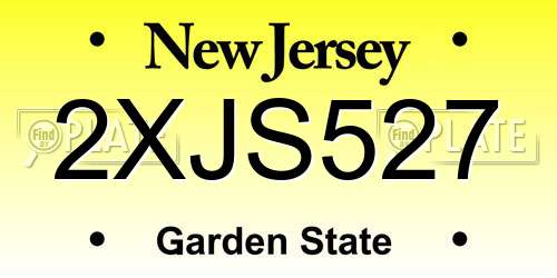 2XJS527 New Jersey License Plate