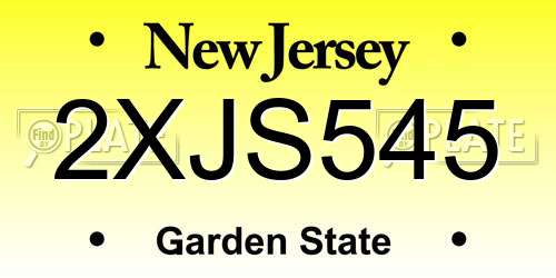 2XJS545 New Jersey License Plate