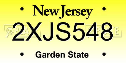 2XJS548 New Jersey License Plate