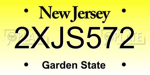 2XJS572 New Jersey License Plate