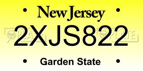 2XJS822 New Jersey License Plate