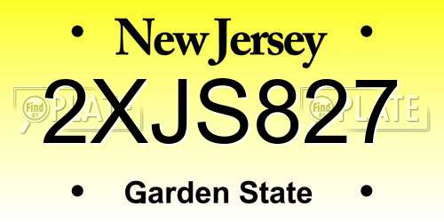 2XJS827 New Jersey License Plate