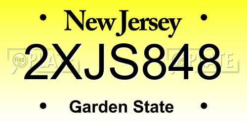 2XJS848 New Jersey License Plate