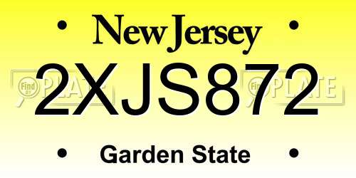 2XJS872 New Jersey License Plate