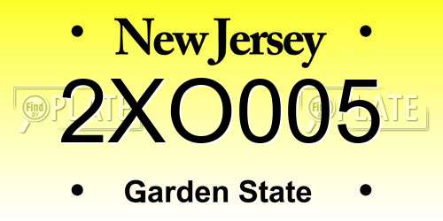 2XO005 New Jersey License Plate