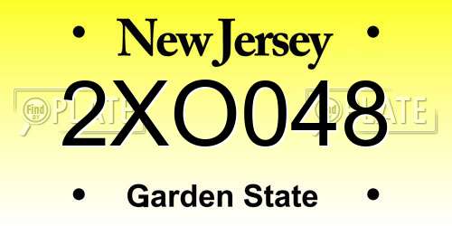 2XO048 New Jersey License Plate