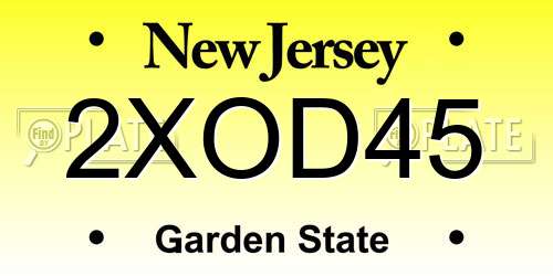 2XOD45 New Jersey License Plate