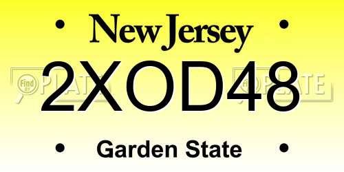 2XOD48 New Jersey License Plate
