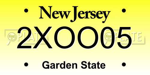 2XOO05 New Jersey License Plate