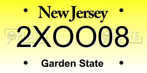 2XOO08 New Jersey License Plate