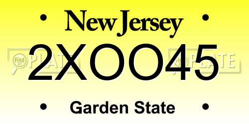 2XOO45 New Jersey License Plate