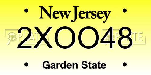 2XOO48 New Jersey License Plate
