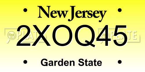 2XOQ45 New Jersey License Plate