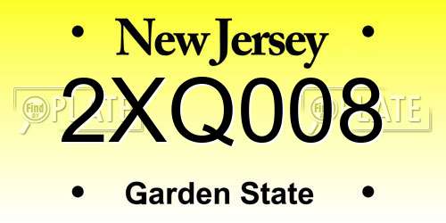 2XQ008 New Jersey License Plate