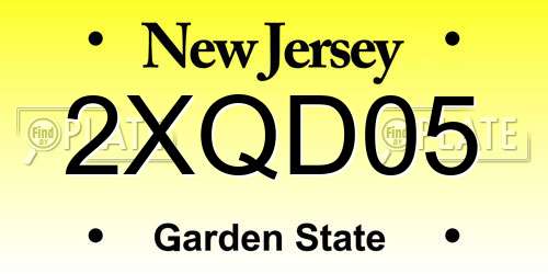 2XQD05 New Jersey License Plate