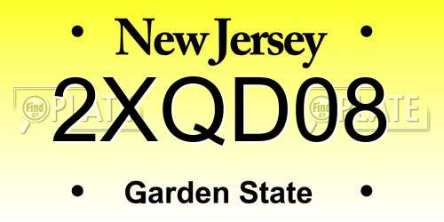 2XQD08 New Jersey License Plate