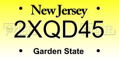2XQD45 New Jersey License Plate