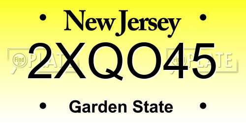 2XQO45 New Jersey License Plate