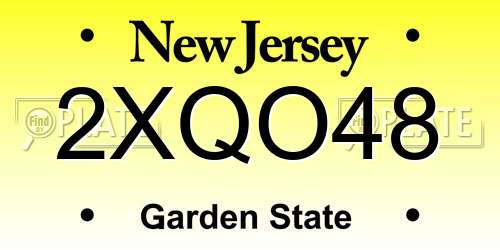 2XQO48 New Jersey License Plate