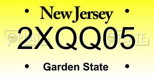 2XQQ05 New Jersey License Plate