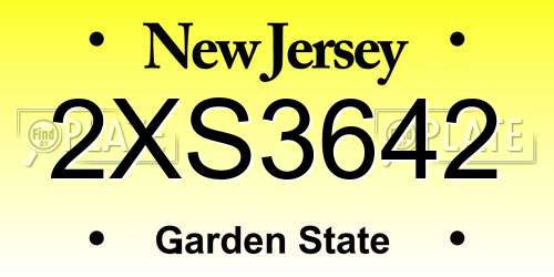 2XS3642 New Jersey License Plate