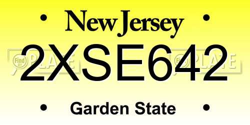 2XSE642 New Jersey License Plate