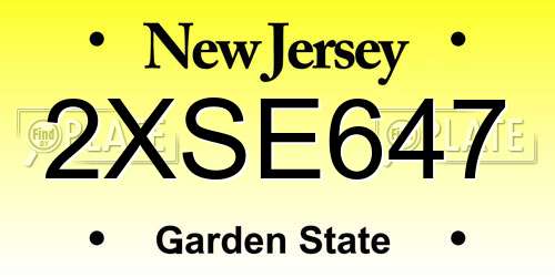 2XSE647 New Jersey License Plate