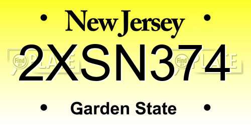 2XSN374 New Jersey License Plate