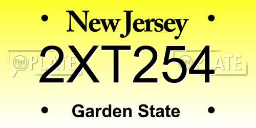 2XT254 New Jersey License Plate