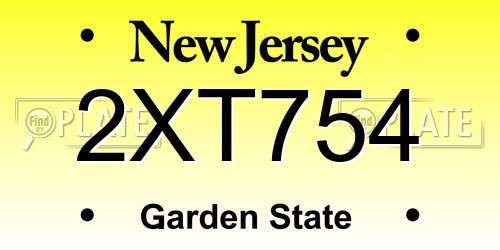 2XT754 New Jersey License Plate