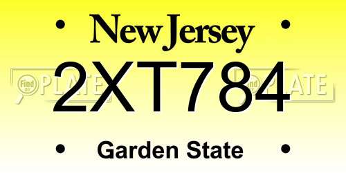 2XT784 New Jersey License Plate