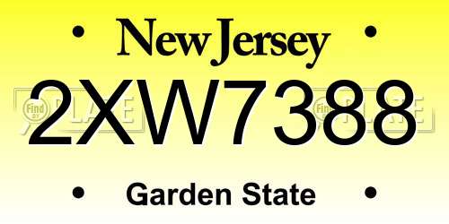 2XW7388 New Jersey License Plate