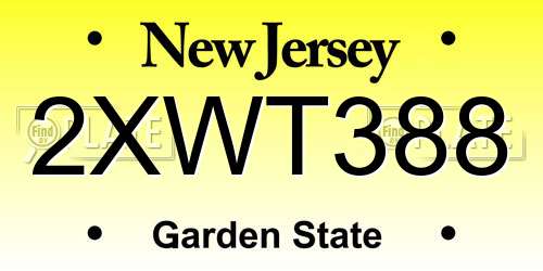 2XWT388 New Jersey License Plate