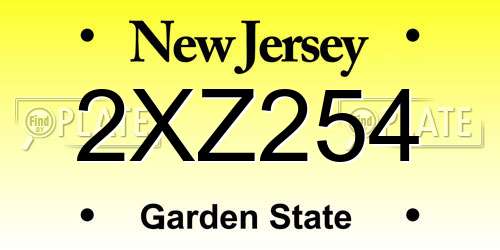 2XZ254 New Jersey License Plate