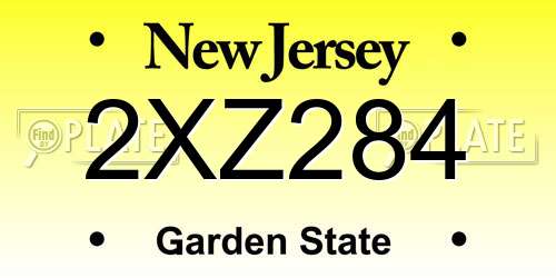 2XZ284 New Jersey License Plate