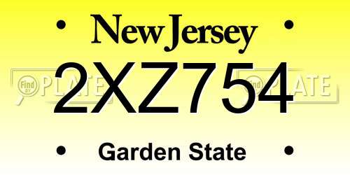 2XZ754 New Jersey License Plate