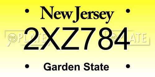 2XZ784 New Jersey License Plate