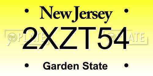 2XZT54 New Jersey License Plate